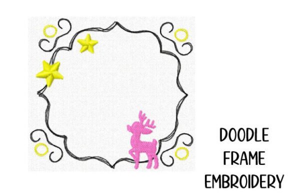 Baroque Doodle Frame with Stars Reindeer