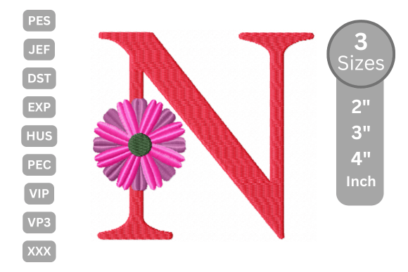 Blossom Alphabet Letter - N: A Floral Monogram for Boutique Apparel