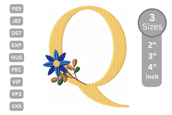 Botanical Flower Letter - Q: A Fresh Touch for Craft Fair Monograms