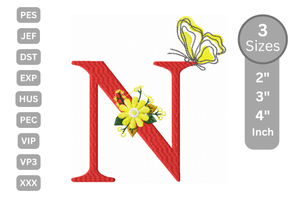 Butterfly Bloom Alphabet - N: A Stylish Serif for Etsy Monograms