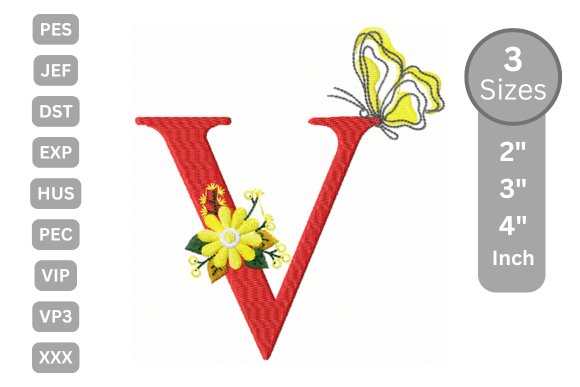 Butterfly Bloom Alphabet - V Review: A Stylish Serif for Boutique Embroidery