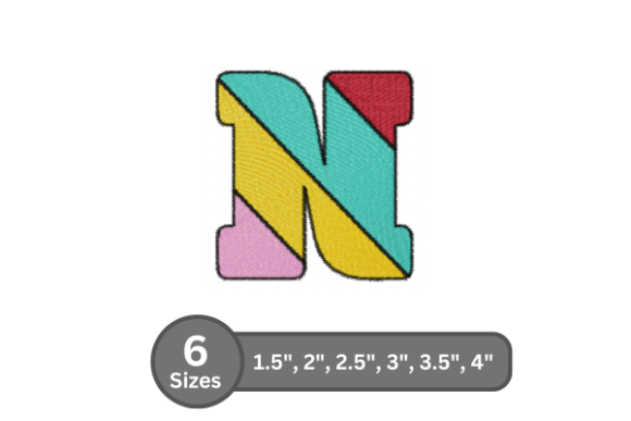Candy Stripe Alphabet -N: A Charming Choice for Personalized Embroidery
