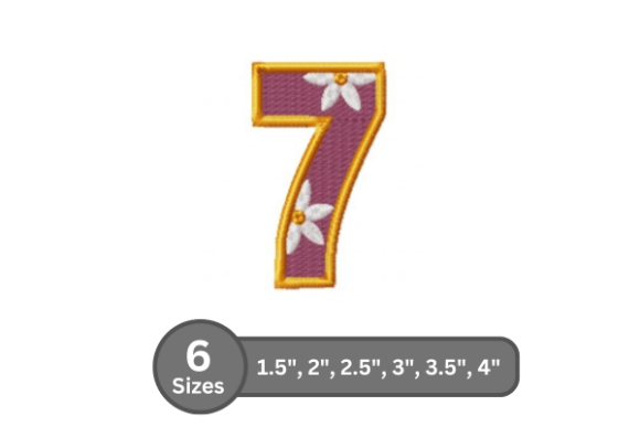 Daisy Joy Number -7: A Stylish Monogram Letter for Real Embroidery Projects