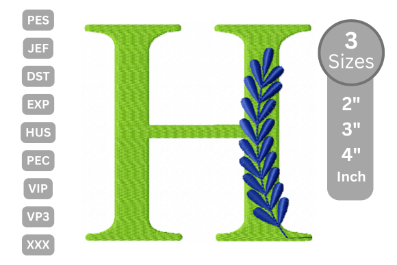 Elegant Floral Alphabet Letter-H Review for Business Embroidery