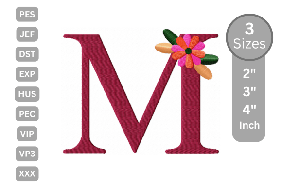 Floral Alphabet Letter - M: A Seasonal Embroidery Gem