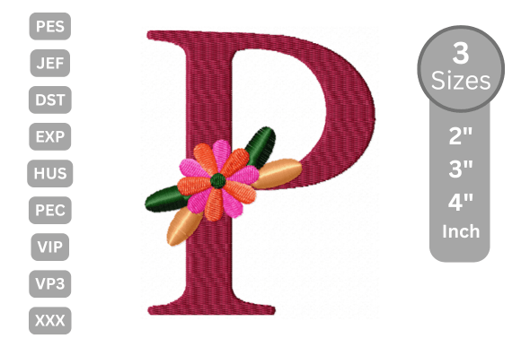 Floral Alphabet Letter - P: A Designer's Review for Apparel Embroidery