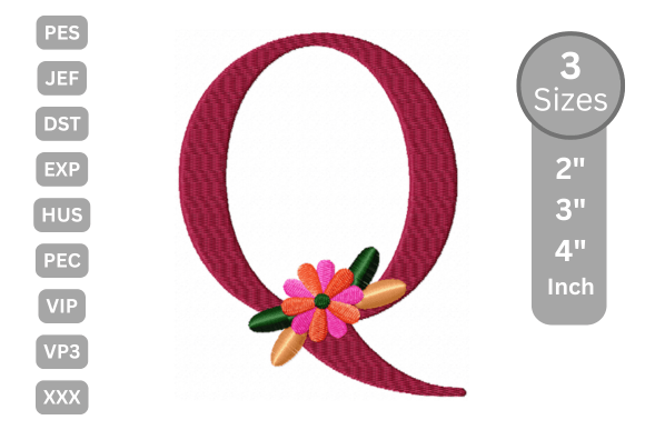 Floral Alphabet Letter - Q Review for Seasonal Embroidery